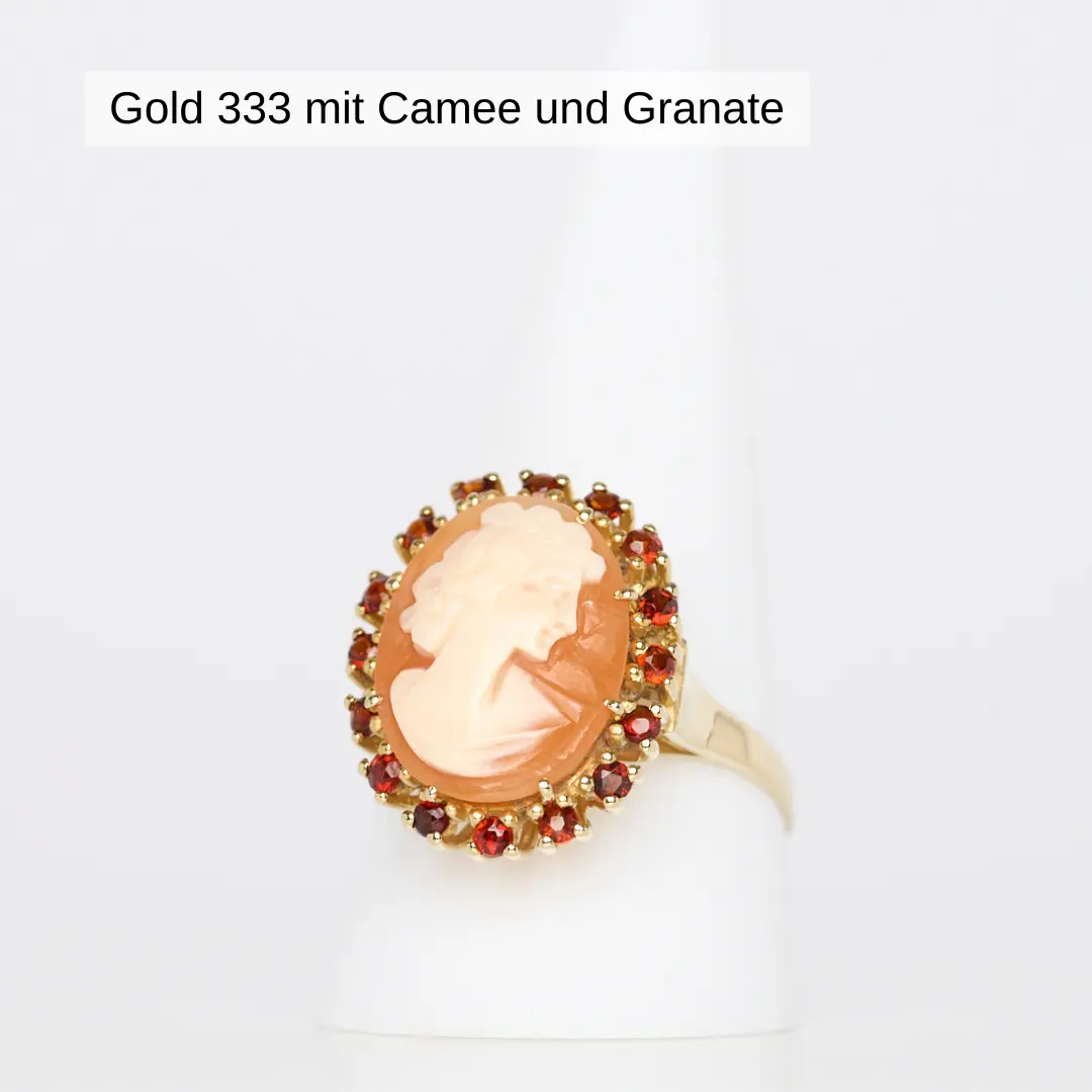 Gold 333 mit Camee und Granate