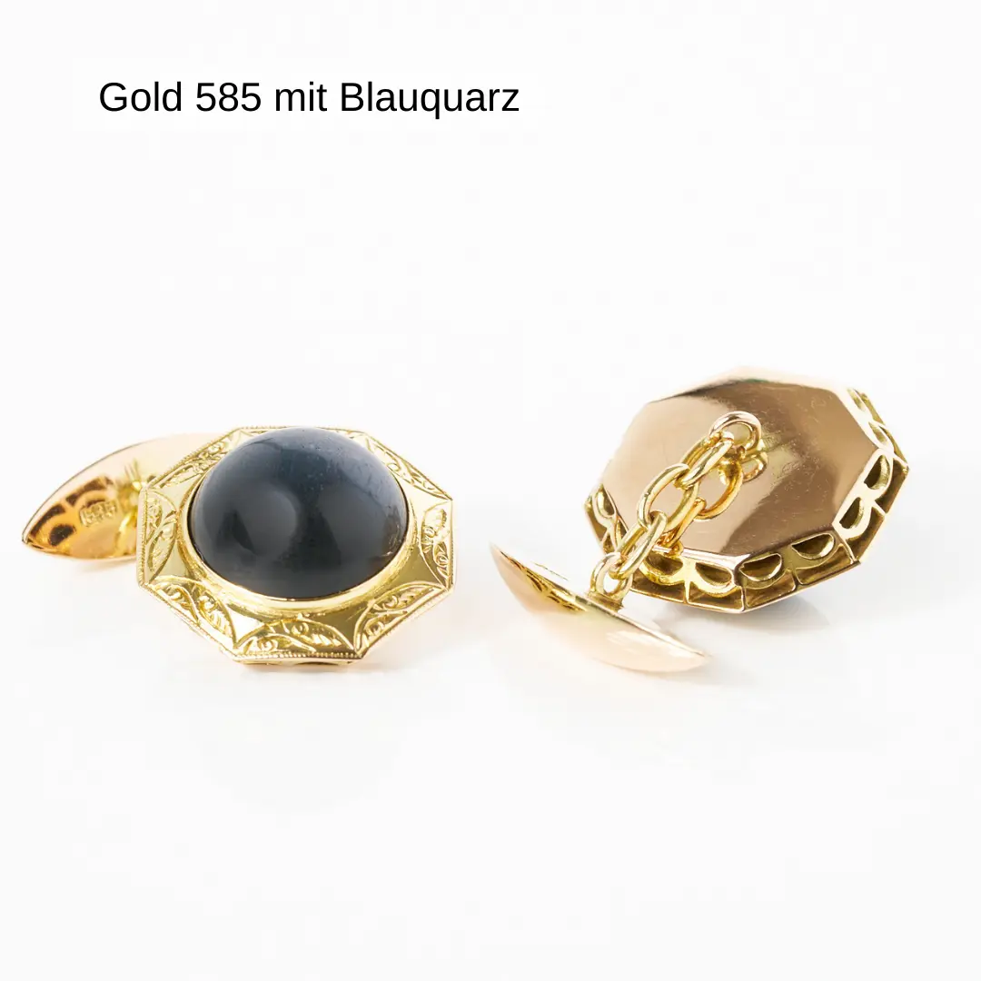 Manschettenknöpfe Gold 585 mit Blauquarz