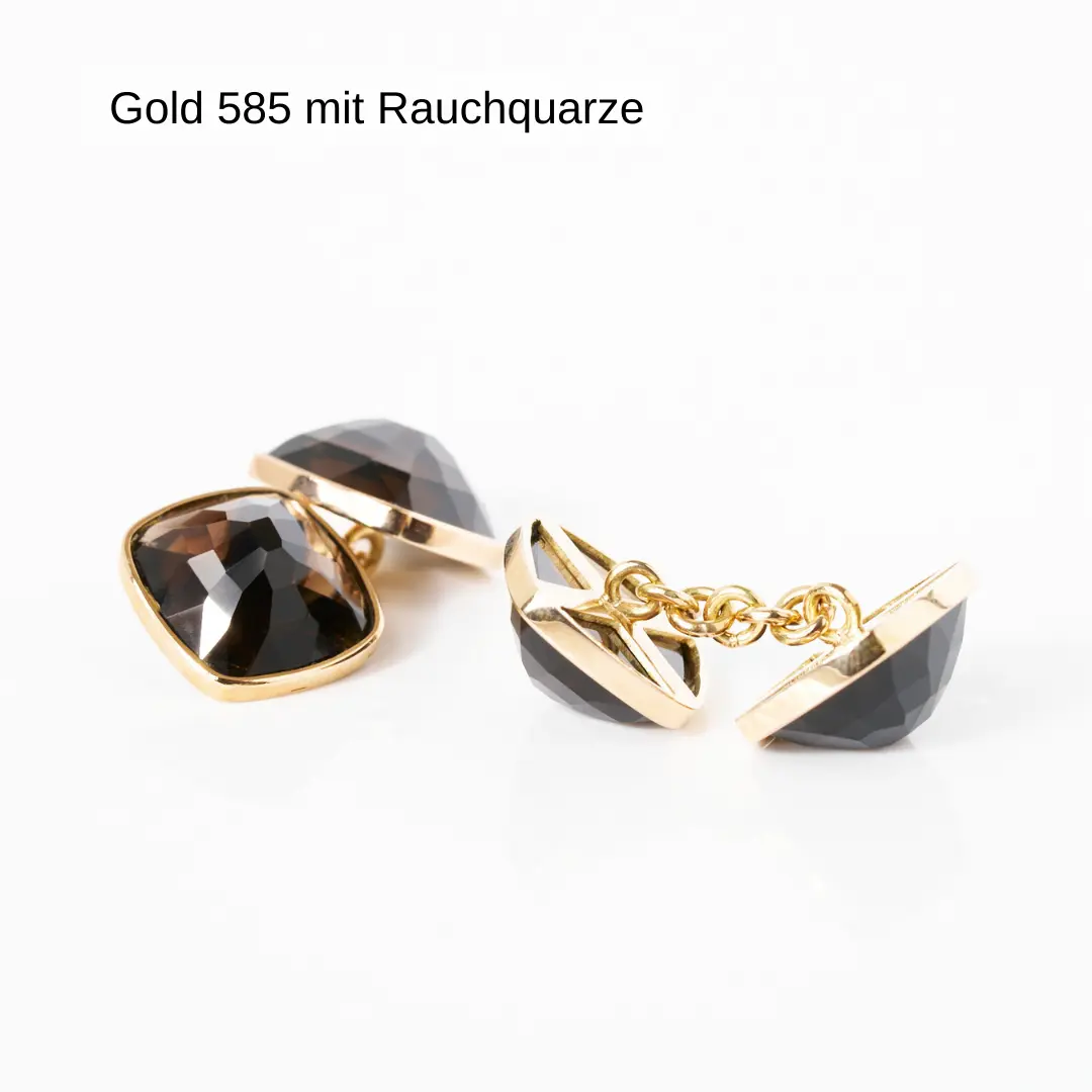 Manschettenknöpfe Gold 585 mit Rauchquarze