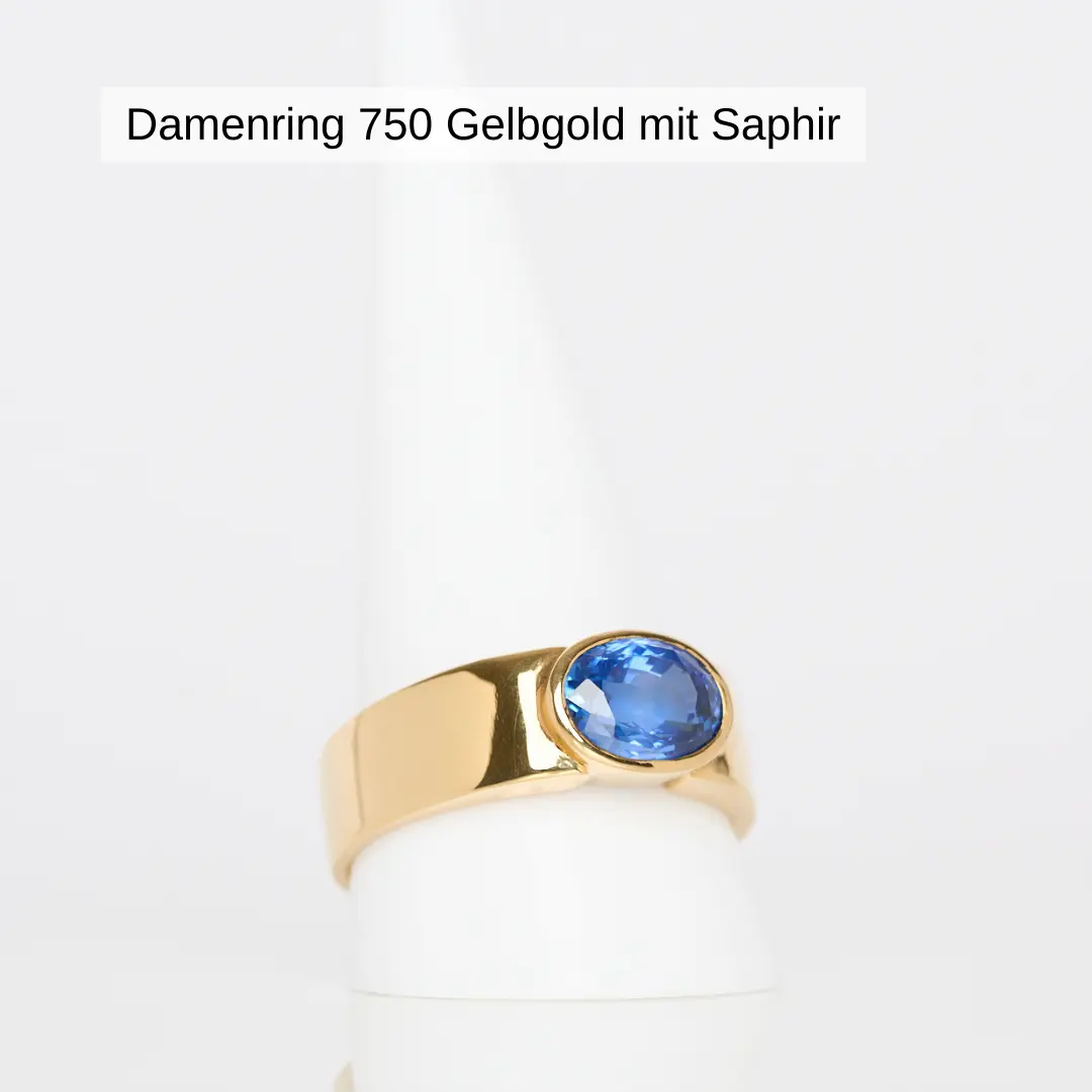 Damenring 750 Gelbgold mit Saphir