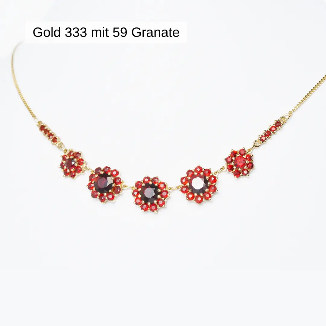 Halskette Gold 333 mit 59 Granate
