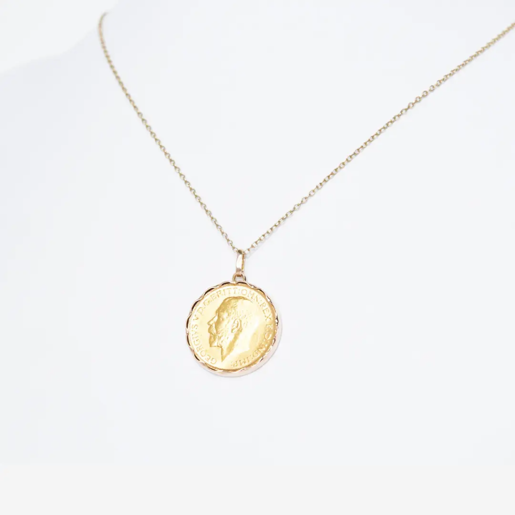 Münzanhänger in 333 Gelbgold mit Sovereign-Goldmünze
