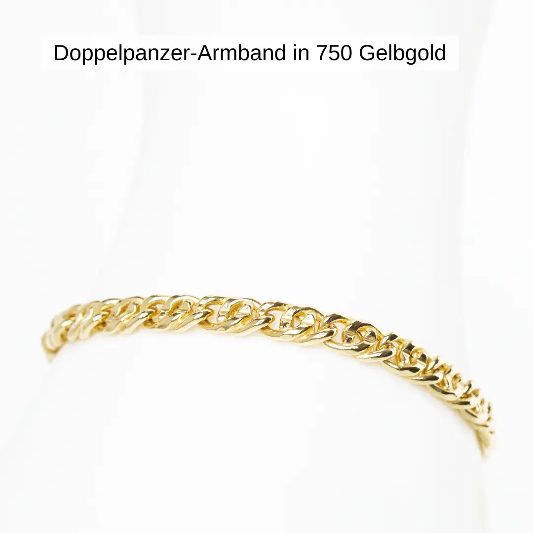 Doppelpanzer Armband in 750 Gelbgold
