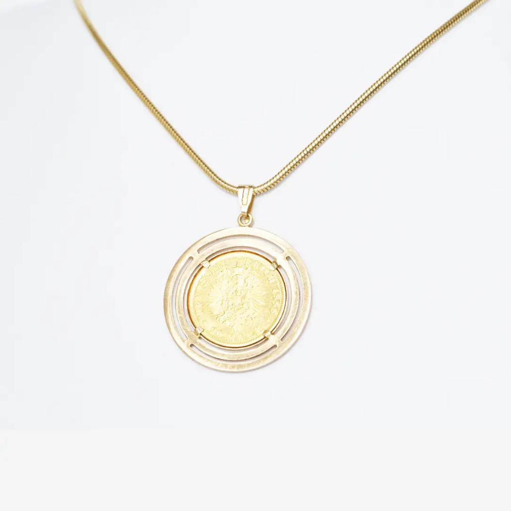 Münzanhänger in 750 Gelbgold mit 20RM-Goldmünze