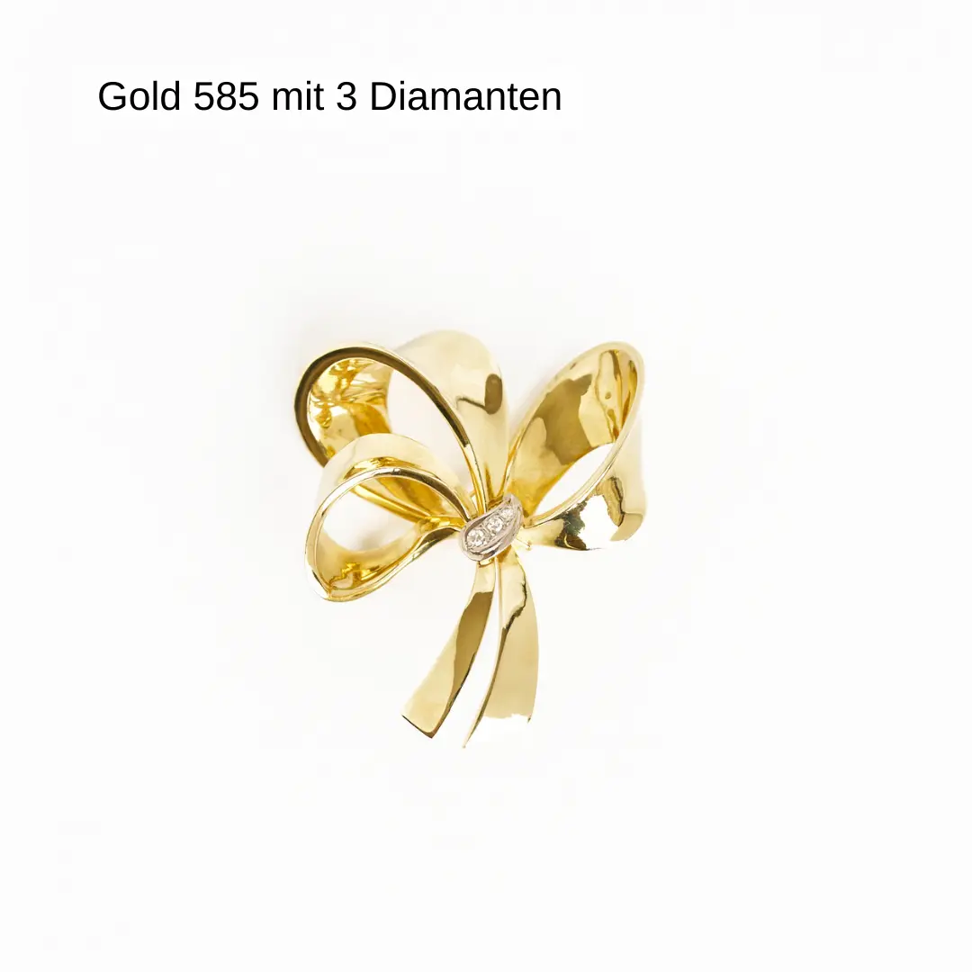 Brosche Gold 585 mit 3 Diamanten
