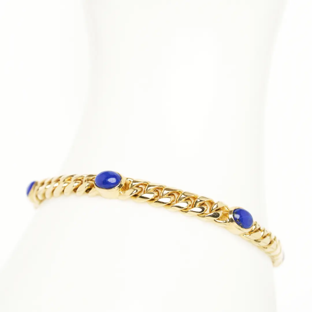 Armband in 585 Gelbgold mit Lapislazuli