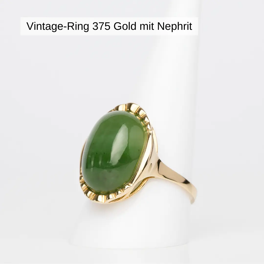 Vintagering 375 Gold mit Nephrit
