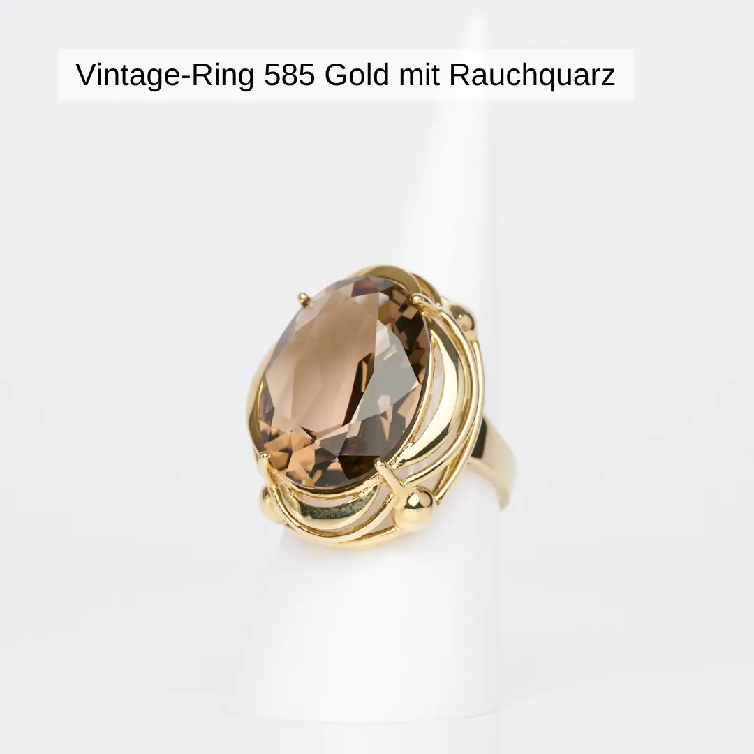 Vintage Ring 585 Gold mit Rauchquarz