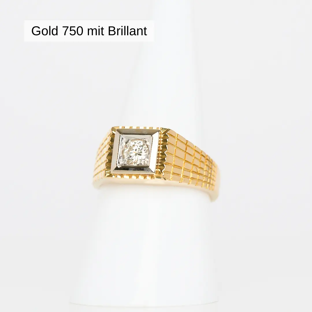 Herrenring Gold 750 mit Brillant