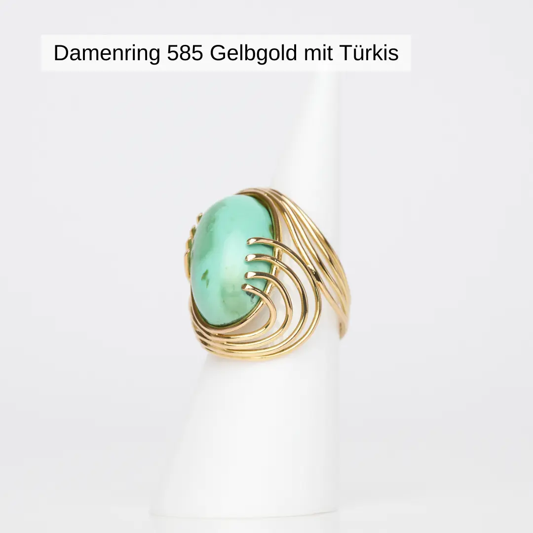 Damenring 585 Gelbgold mit Türkis