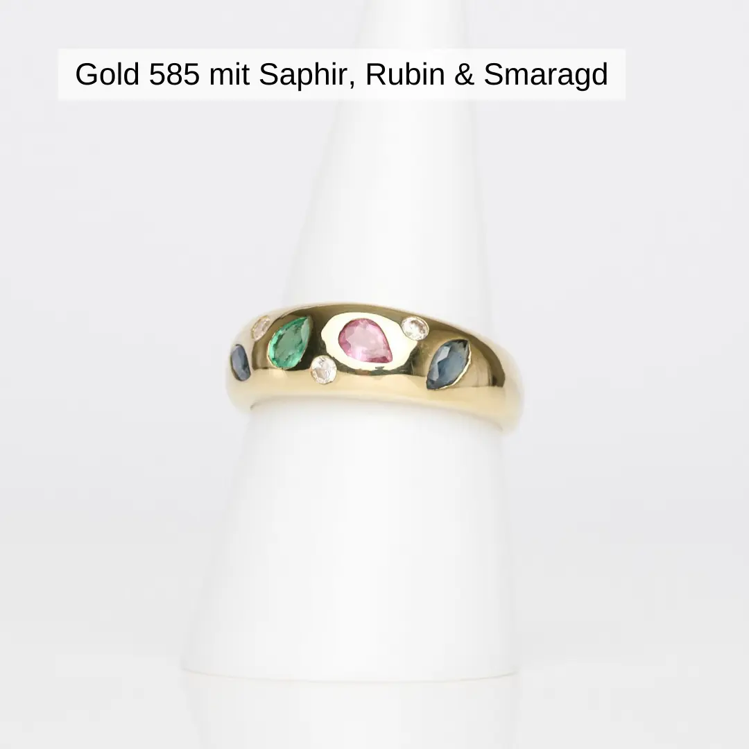 Ring Gold mit Saphir, Rubin und Smaragd