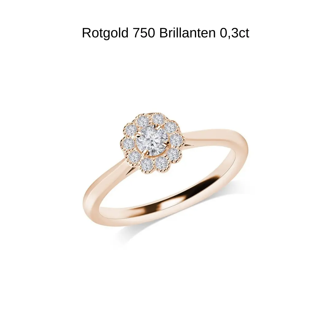 Verlobungsring Rotgold 750 Brillanten