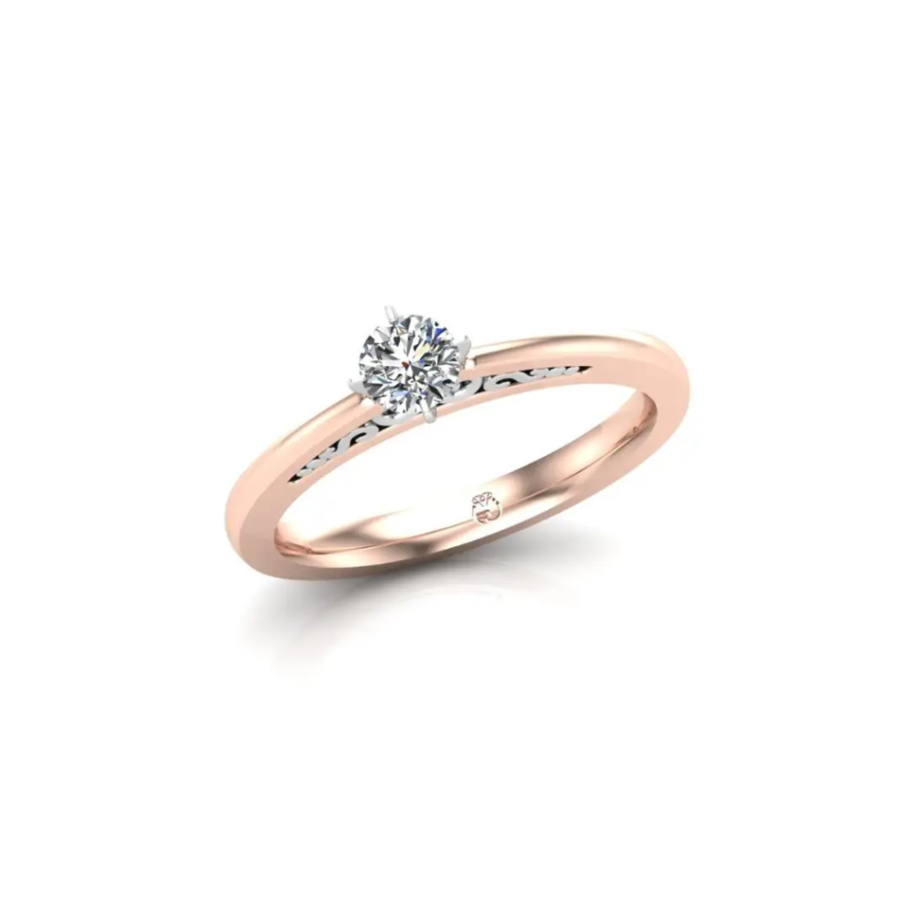 Verlobungsring in 585 Rotgold mit 1 Brillant 0,15ct